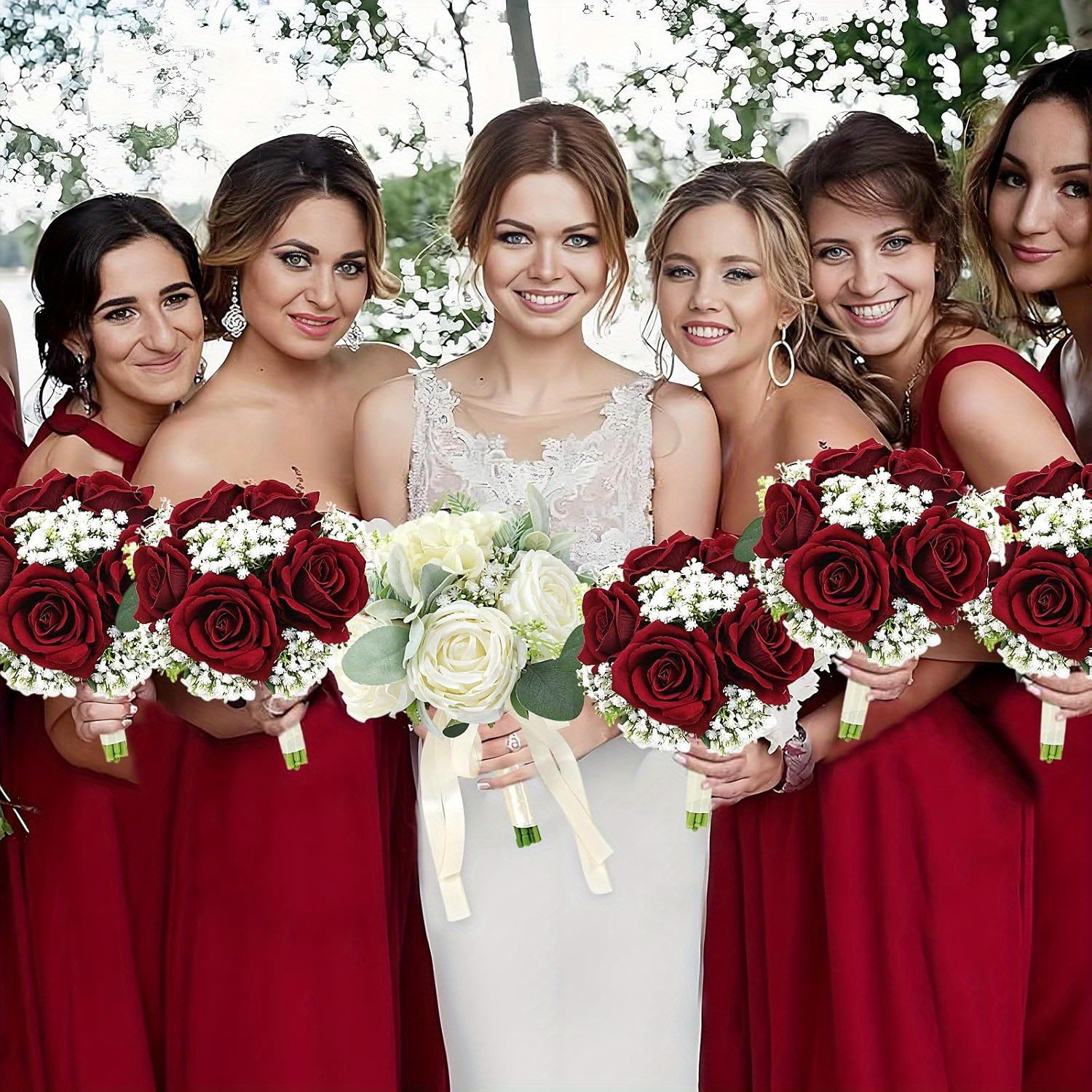 artificial bridesmaid bouquets wedding bouquet burgundy rose - Temu  Mauritius