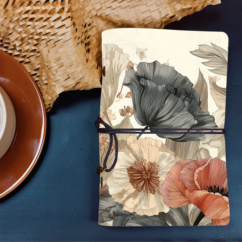 TEMU Flowers And Leaves In Soft Hues Superior Ins Look Pu Leather Notebook Great For Office Learning And Holiday Gifts With
