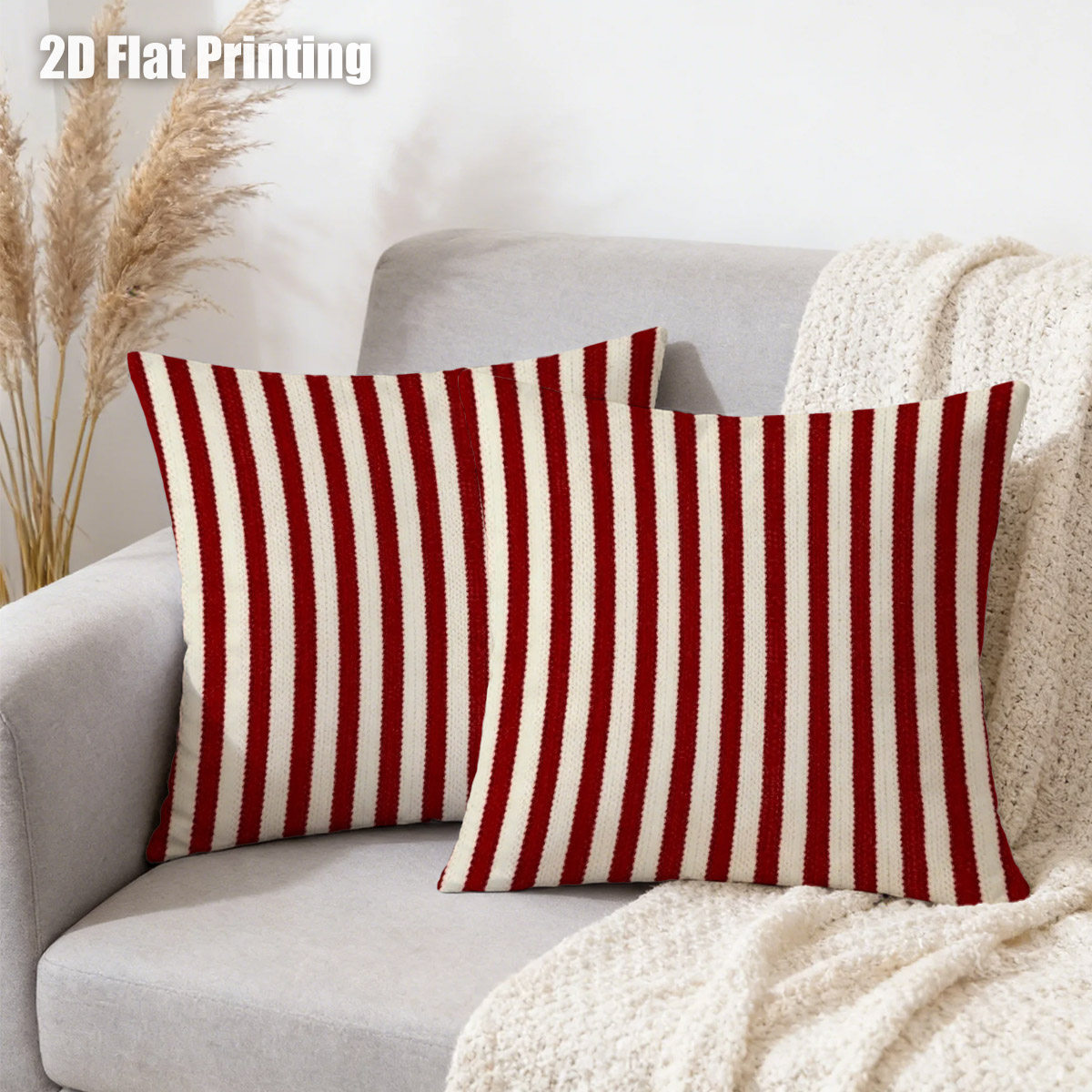 TEMU 1pc And White Striped Printed Pillowcase, Suitable For Comfortable Sofas, Vertical Striped Plaid Pillowcase With Zipper Closure, Traditional