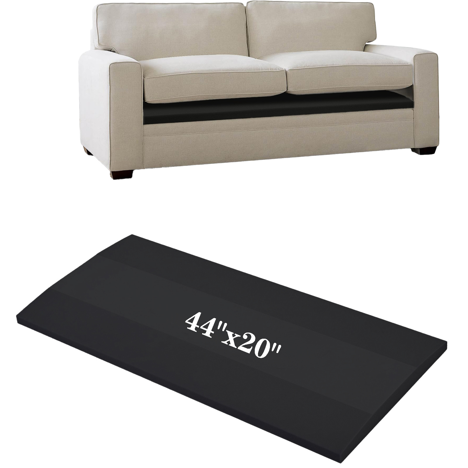 TEMU Lazy Sofa Cushion Support Pad, High-density Foam Filling, Size 44"x20", Improves Sofa Cushion Sagging, Gray/black, 1pc.
