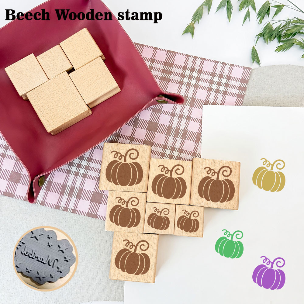 Beautiful Easy Vine Pumpkin Wooden Rubber Stamp