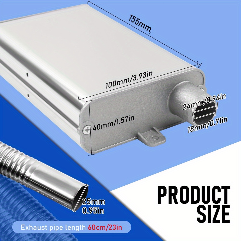 Image of With 60 Cm Exhaust Hose, Car Stainless Steel Exhaust Pipe, Exhaust Pipes With 2 Clips, Fuel Tank Exhaust Pipe , For Auxiliary Heater