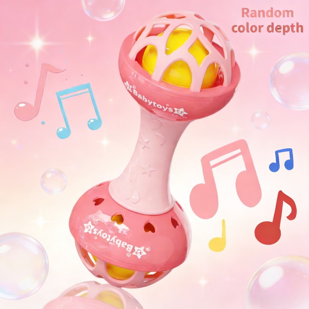 1or 4pcs Baby Double Headed Ringing Toy, Exercise Grip Training, Bright And , By Babies, Valentine's Day Gift, Product Random Color Depth