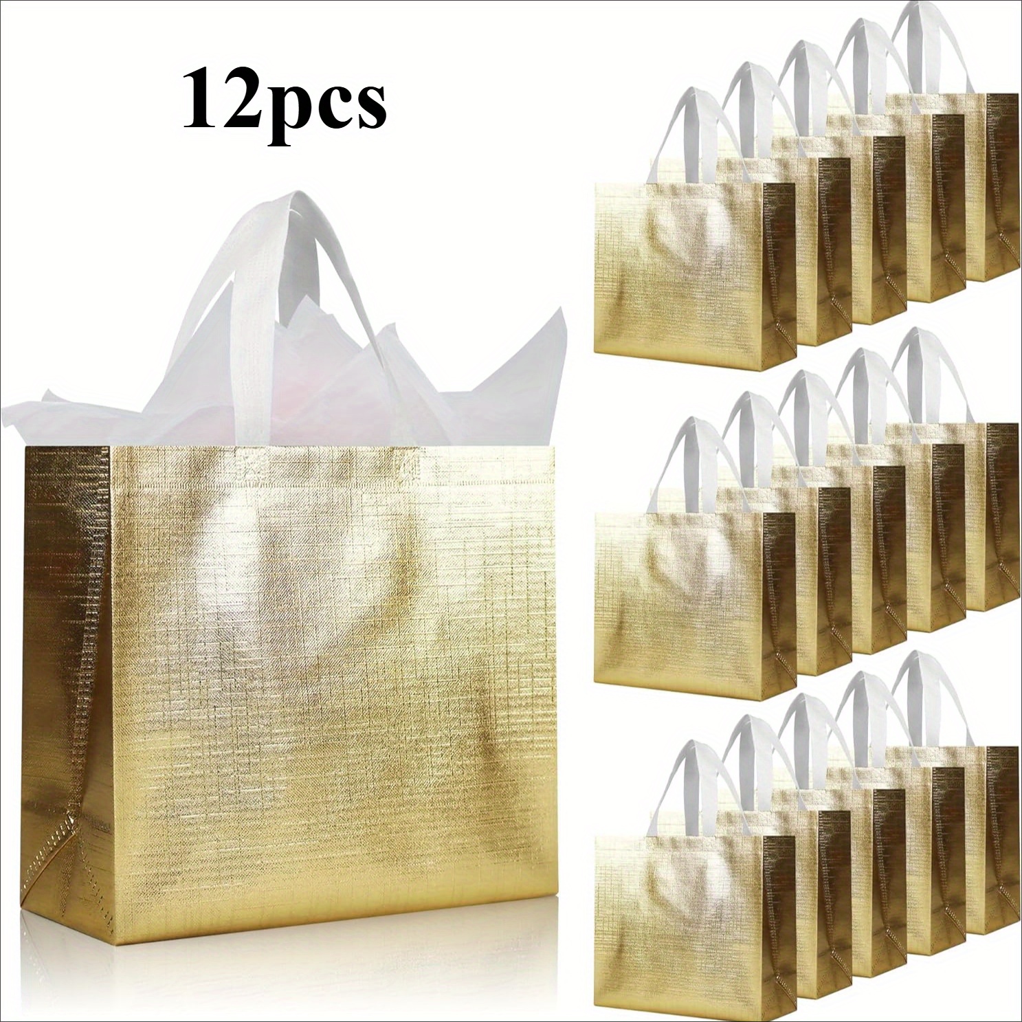 TEMU 12 Non-woven Bags, Large And Reusable With Handles, Suitable For Christmas, Birthdays, Weddings, Easter, And Holiday Parties Size: 12.6x4.7x11