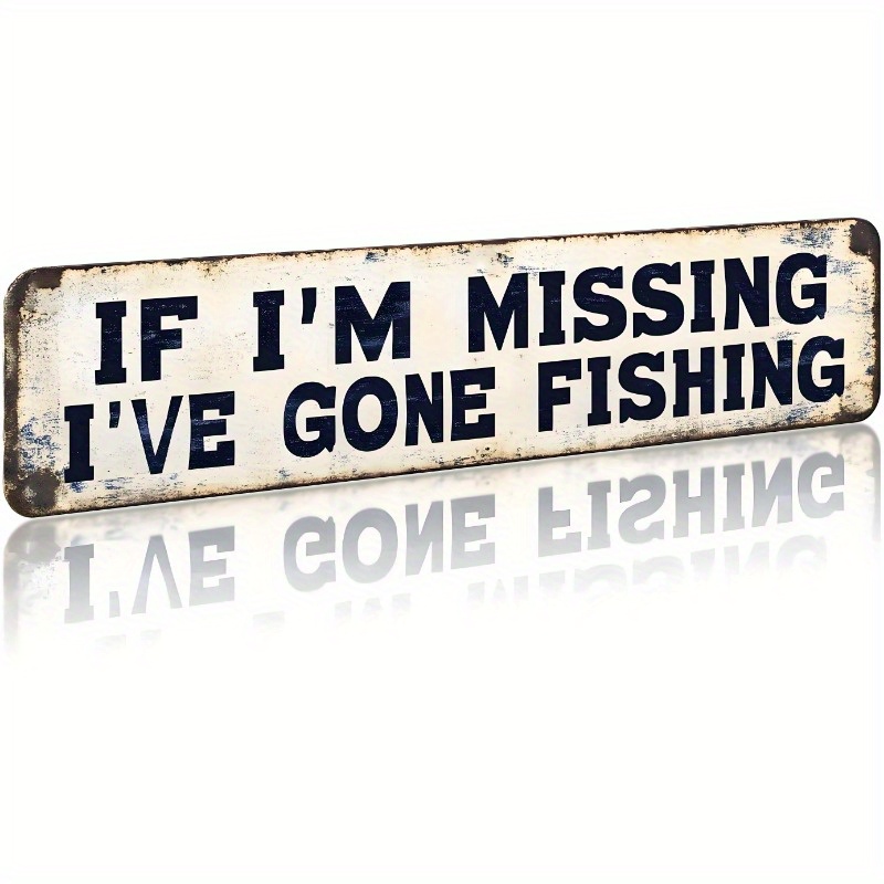 2D Flat, Whimsical If I Disappear, I Went Fishing Retro Wooden Sign - Wooden Wall Decor, Ideal for Men'S Cave, Rustic Tin Design, with Distressed Edges, Perfect for Fishermen And Outdoor Enthusiasts, Fishing Decor Halloween Christmas Ornaments
