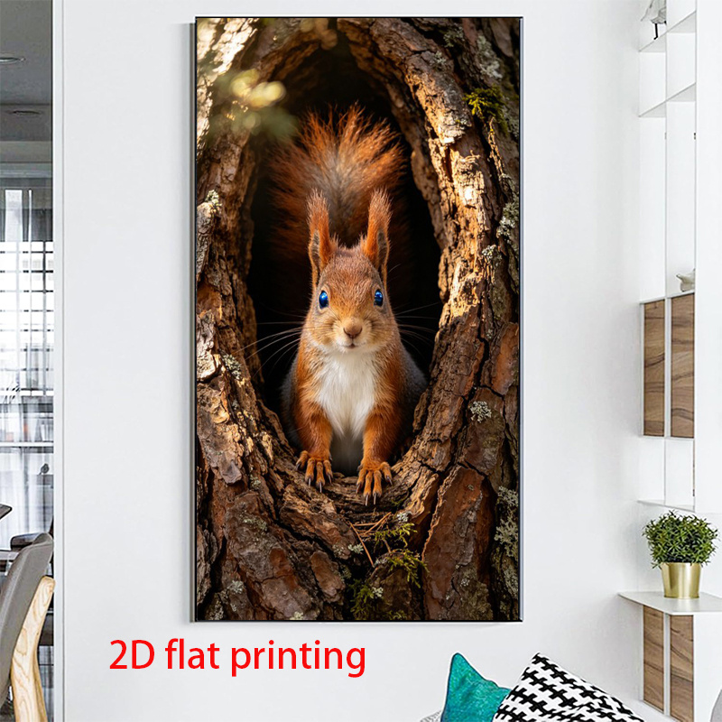 품목 사진 1개 2d 평면 프린팅   페인팅 키트, diy   아트,   아트; 사실적인 다람쥐 나무 조각 장식품, 골동품 애호가, 자연 애호가, 크리스마스, 추수감사절을 위한 최고의 선물, 미술 컬렉션,   장식용 공예 벽 예술 그림, 여가 시간에 재미있는 수공예 경험을 더해줌, 2d 평면