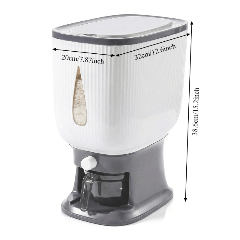 Temu – TEMU Airtight Rice Storage Containers, 22lbs Rice Dispenser With Measuring Cup, Large Capacity Plastic Rice Container For Grains, Kitchen Pantry