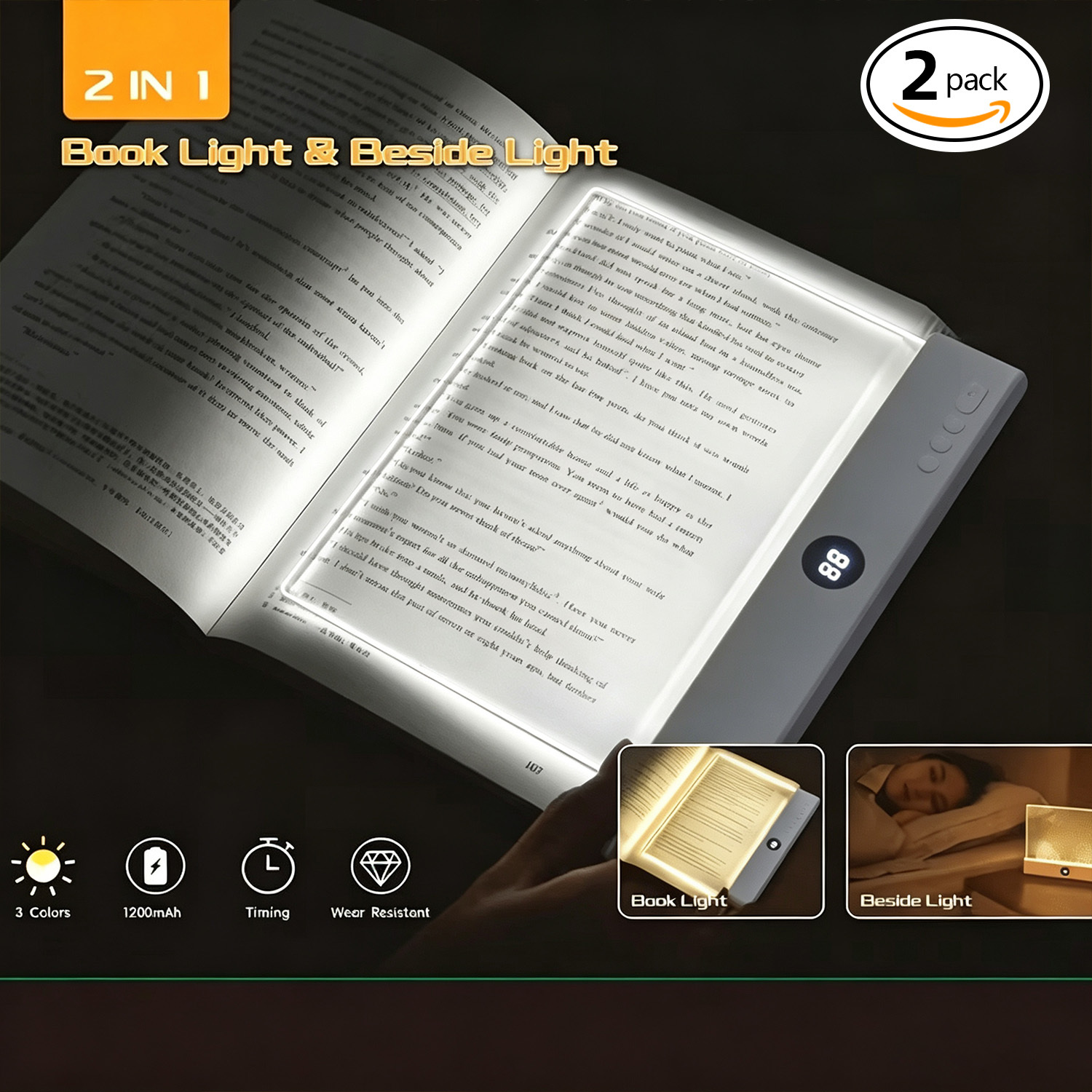TEMU -one Led Tablet Reading Light And Night Light - Usb Charging, Eye-protecting, Adjustable Brightness And Color Temperature, Automatic Timer, Soft