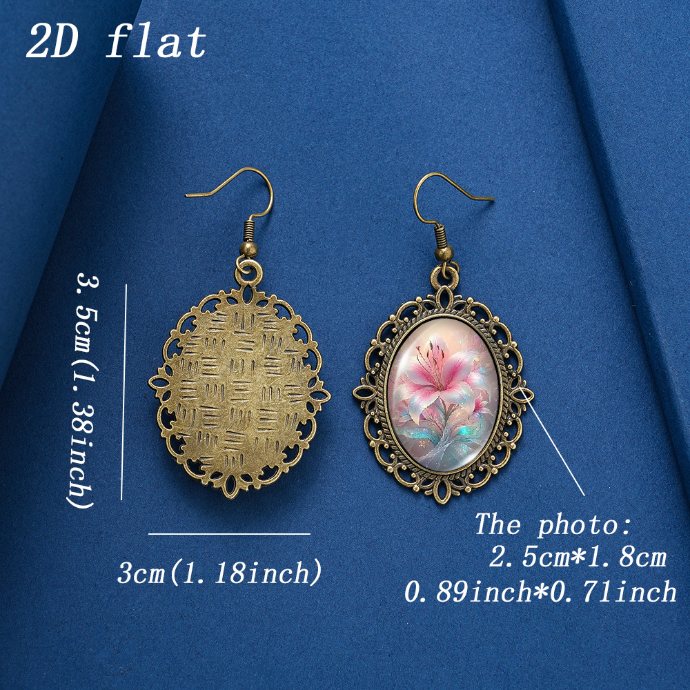 Women's Aesthetic Iridescent Pink Lily Pattern Earrings