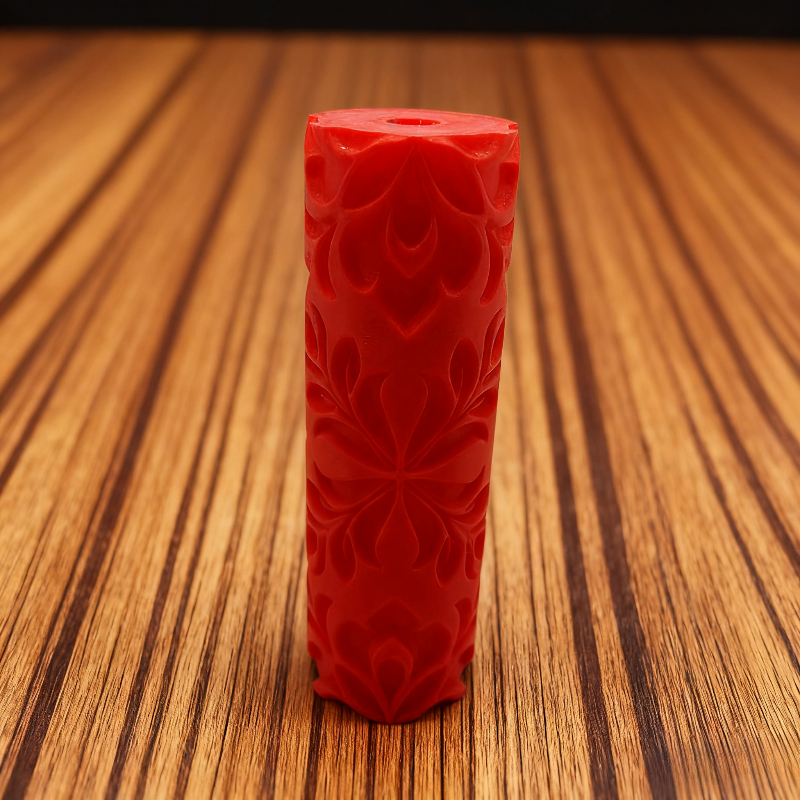 TEMU High-detail Polymer Clay Texture Roller For Seamless Embossing, Featuring Ornate Floral Damascus Medallion With Leaves And Scrolls In Pattern,