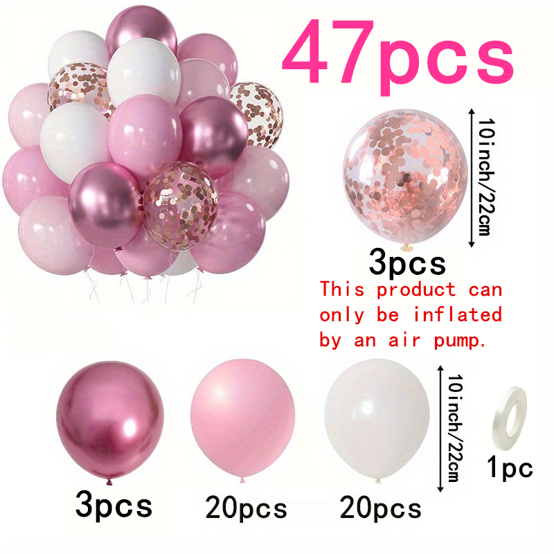 47pcs Hot Pink Latex Balloons Pink Balloons Pink Balloons Metallic Balloons For Women Wedding Birthday Party Shower Princess Party Decorations Bachelor Party Anniversary Holiday Decoration