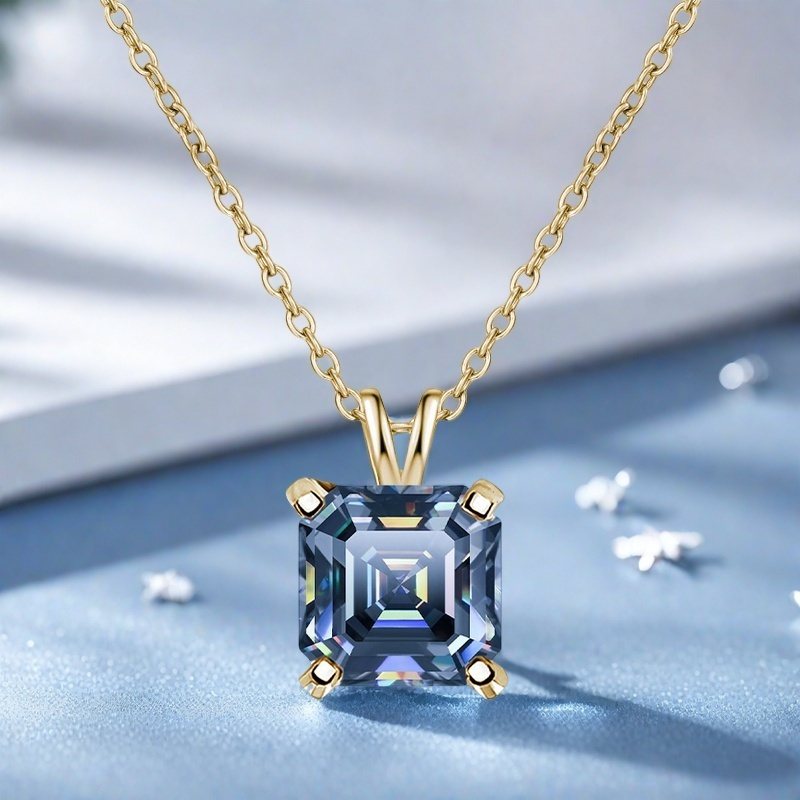 Moissanite Pendant Necklace in S925 Sterling Silver