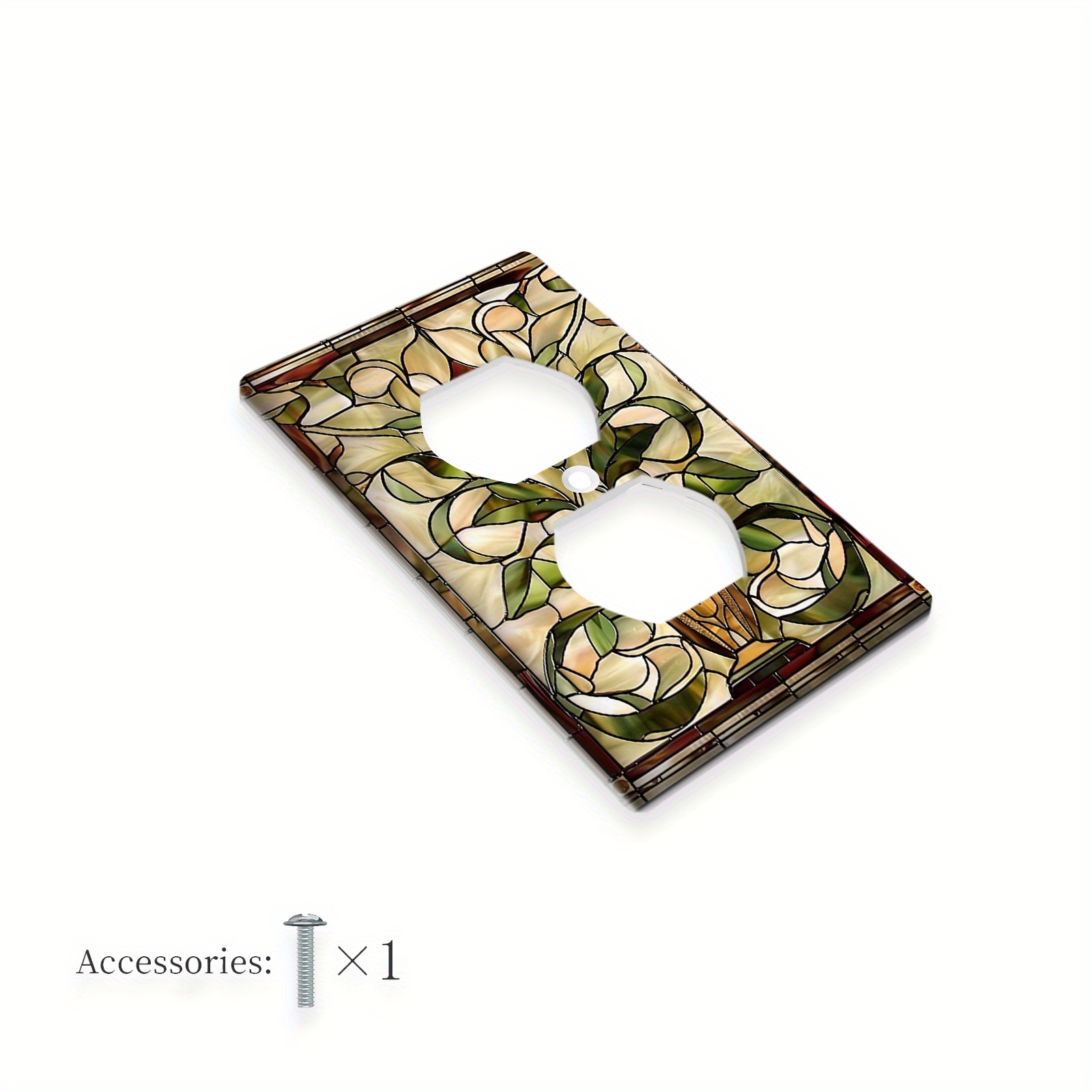 TEMU Stained Glass Pattern Light For Switch Cover - Decorative Wall Plate For Country Bathroom & Bedroom, 1 Gang Options, , Bathroom Decor