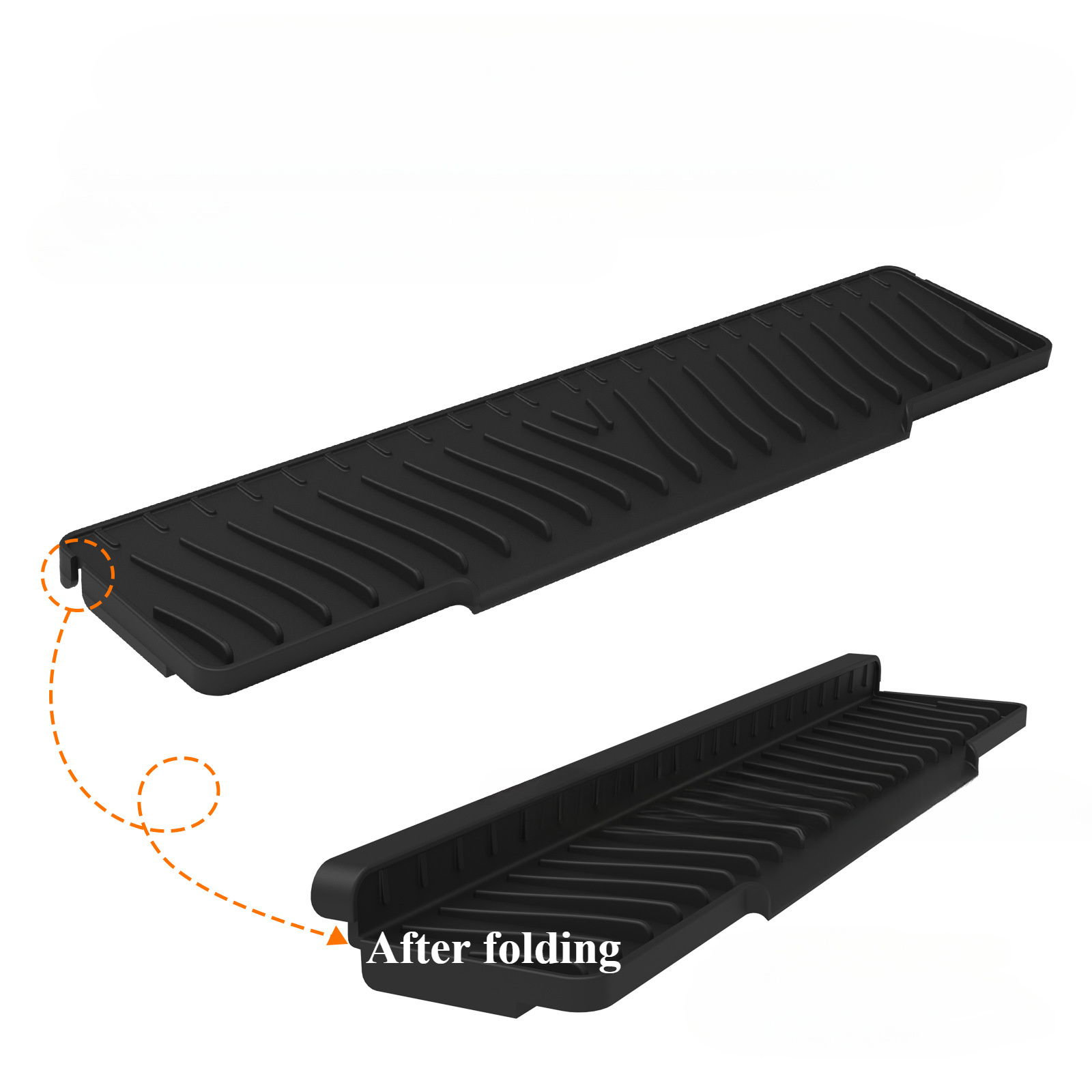 Image of 1pc 45cm X 10cm Narrow Edge Drain Pad, Foldable Silicone Splash Proof Pad, Sink Drain Mat