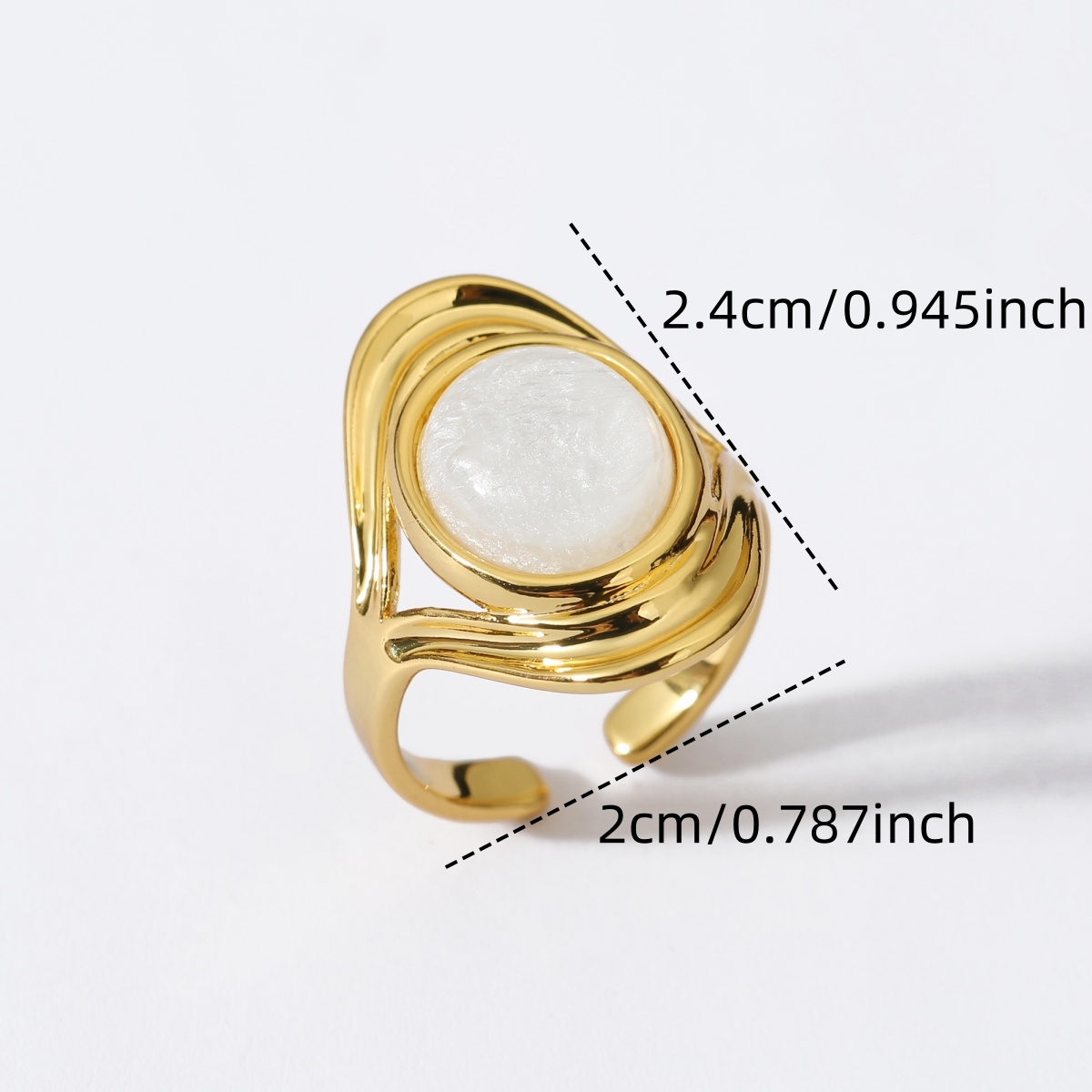 Women's Copper Luxury Egg-Faced Adjustable Open Ring