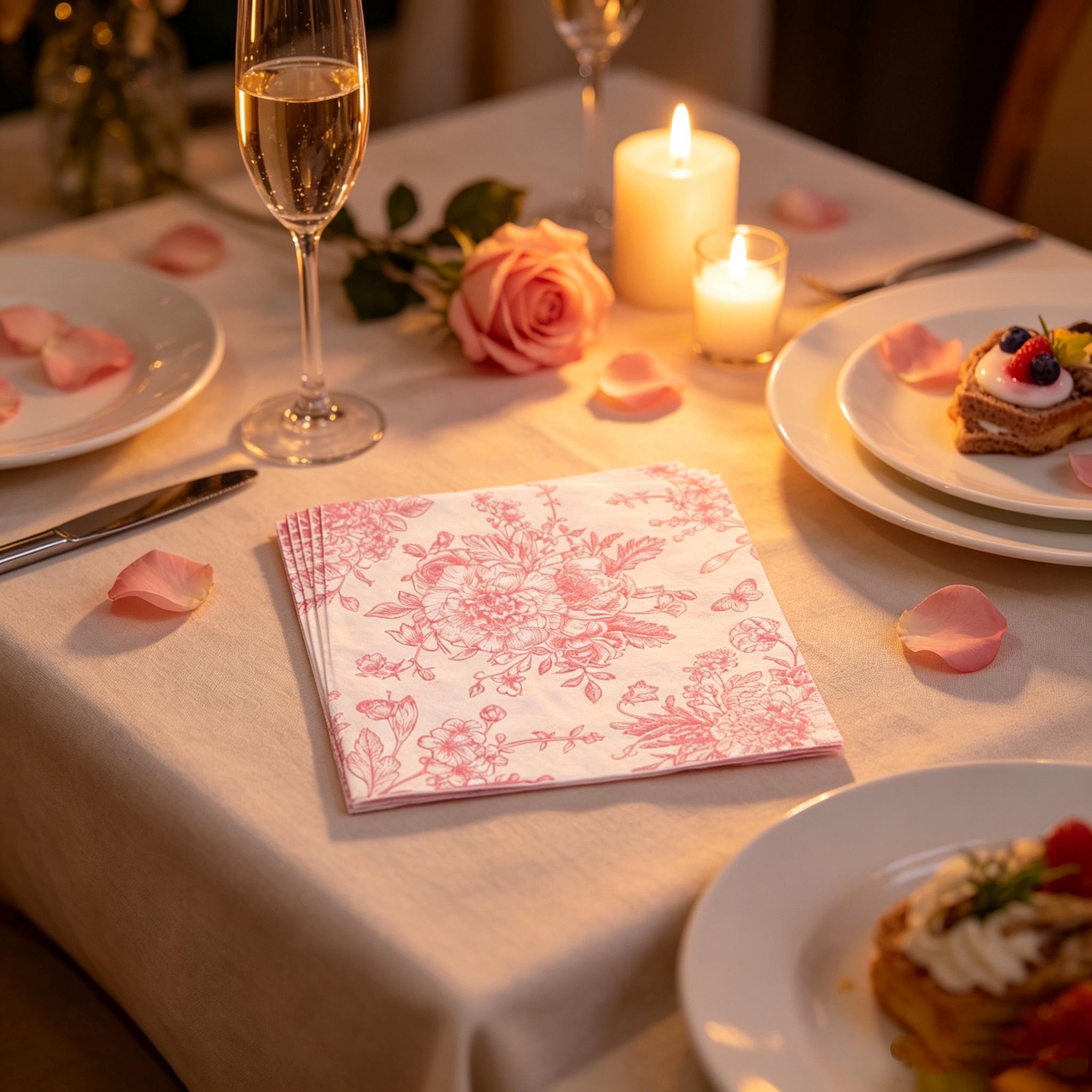 TEMU Large-sized Rose Print Tissue Paper, Disposable Floral Cocktail Coasters, Suitable For Birthday Parties, Holiday Parties, Spring Gatherings, And