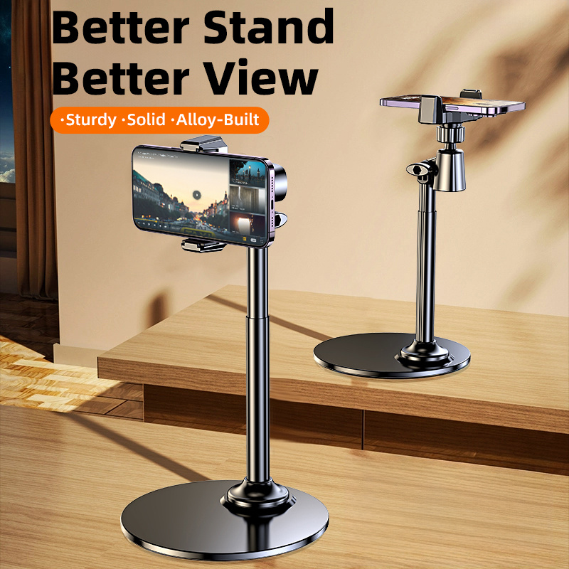 TEMU Supporto per telefono da tavolo in qualit� 2026 - Testa regolabile a 720簞, altezza regolabile 21-35 cm, per ufficio, , visualizzazione e video