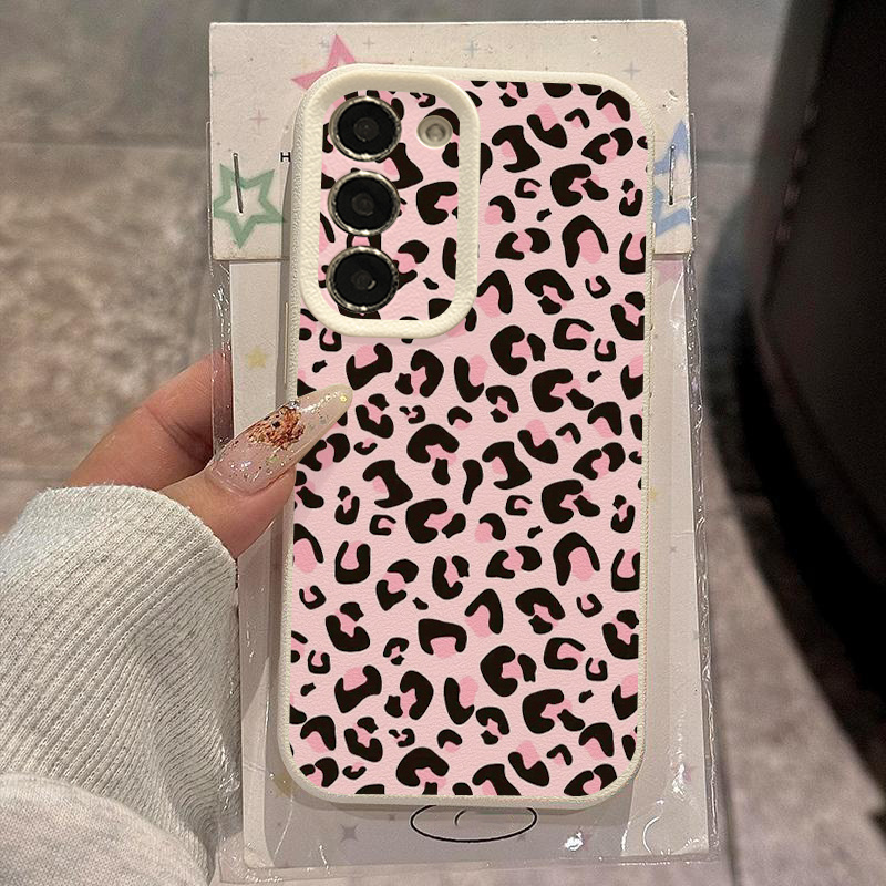 TEMU Phone Case: Foundation Black Powder Leopard Print Pattern Phone Case, Suitable For Galaxy
