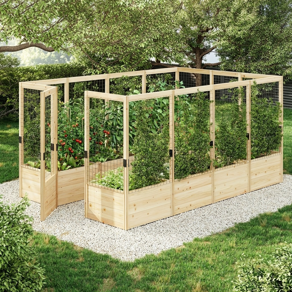 outdoor wooden raised garden bed with trellis net vertical planter for vegetables flowers and herbs expandable garden growing box