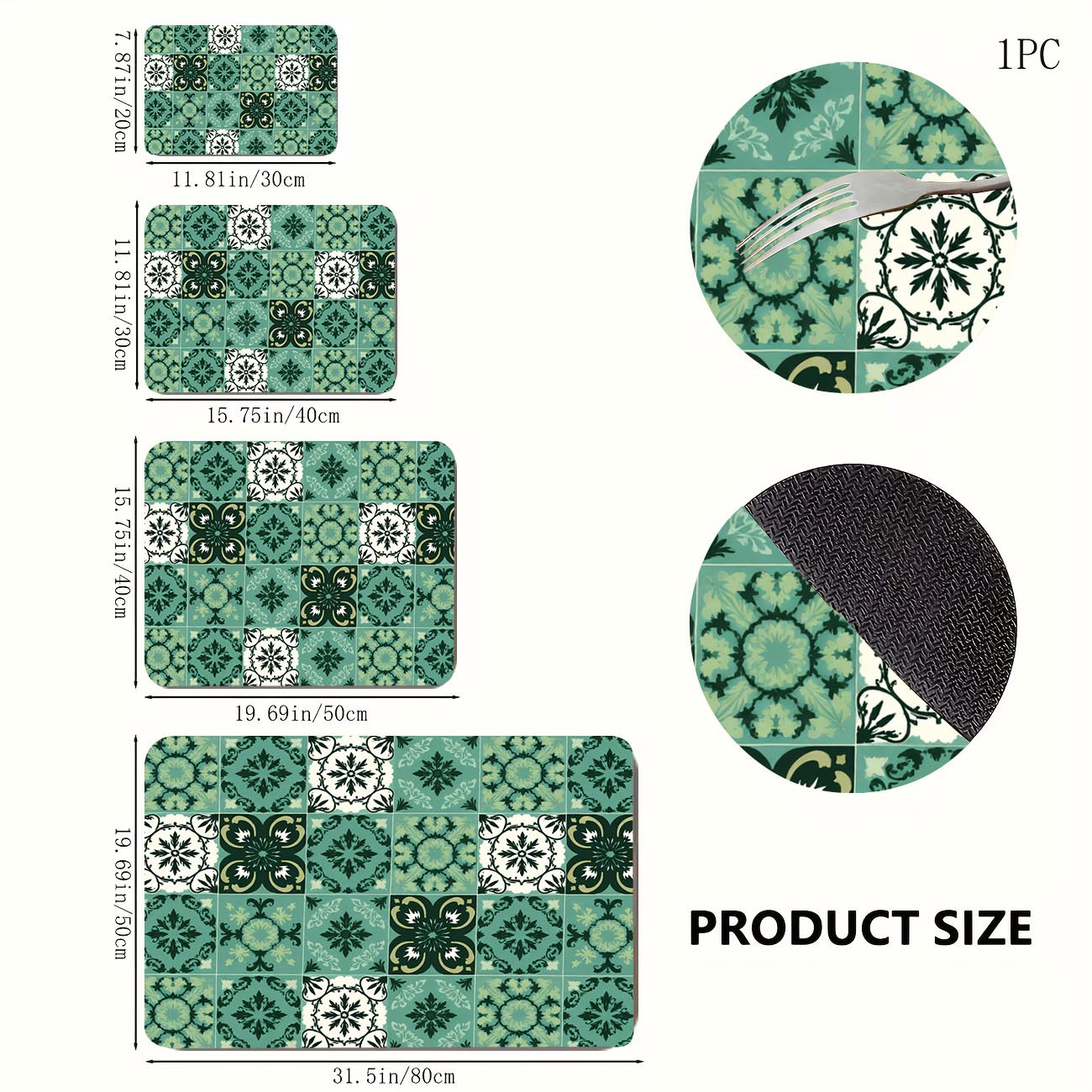 TEMU 1pc Non-slip Quick-dry Kitchen Mat Suitable For Countertops, Dish Drying Mat With Floral Tile Pattern, Absorbent Base & Quick-drying Surface,