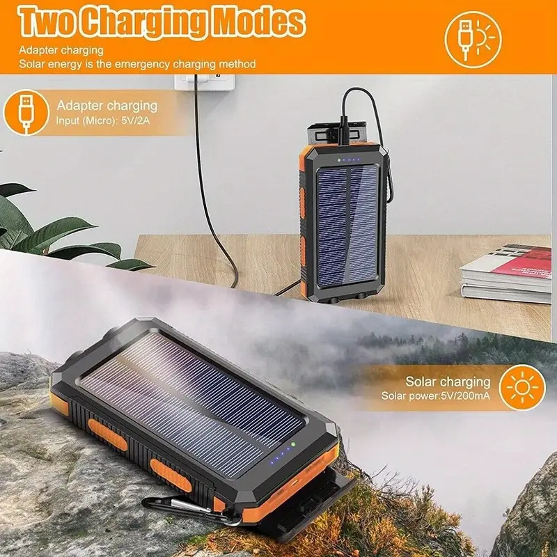 solar charger 39800mah solar charger power bank portable solar phone battery panel charger qc3 0 dual usb port battery pack charger portable for all cell phones electronic devices long lasting travel camping led flashlight for festival Product details 6