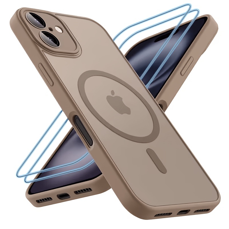 TEMU Phone Case - Phone Case: 3pcs [1 Phone Cover With 2 Protectors] Premium Matte Phone Cover For Iphone 11 12 13, Matte Magnetic Case Release Sleek