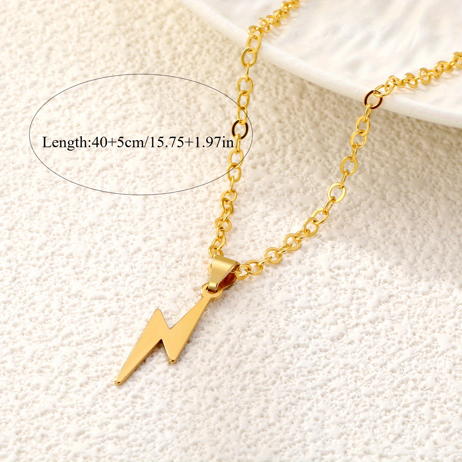 Unique Creative Golden Lightning Pendant Necklace, Unisex