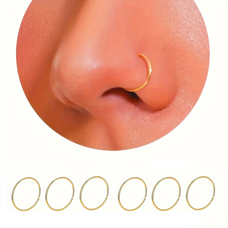 TEMU Set de 6 aros na de acero inoxidable, aros na hipoalergénicos de 8 mm, joyería multifuncional para piercing corporal, para uso diario