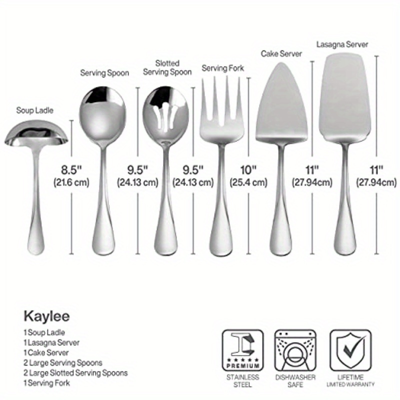 8pcs stainless steel serving set   2 serving pieces 2 dessert pieces 2 forks 2 knives 2 spoons and 2 chopsticks   picnics bbqs and outdoor   picnic essentials modern serving set durable cutlery Product details 4