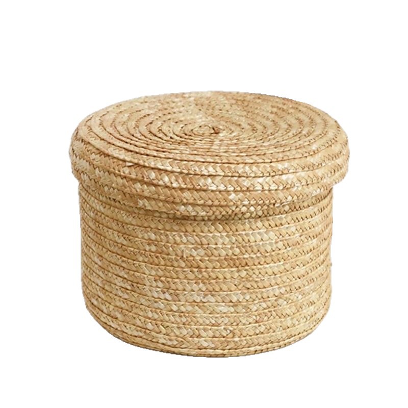 TEMU Woven Storage Basket, Covered Storage Basket, Living Room Desktop Organizing Basket, Vintage Rattan Storage Box, Shelf Baskets