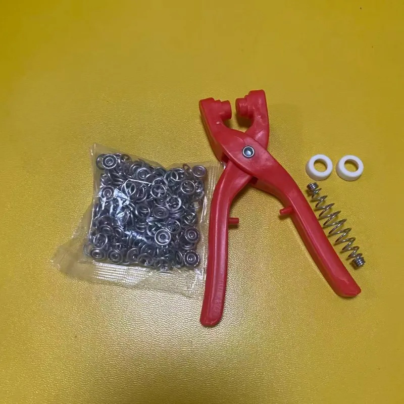 TEMU 303pcs, Including 302pcs Large Capacity Packaging Fasteners And 1pc Pliers Set Hand Press Pliers Sturdy Set Multifunctional No Sewing, 5-claw
