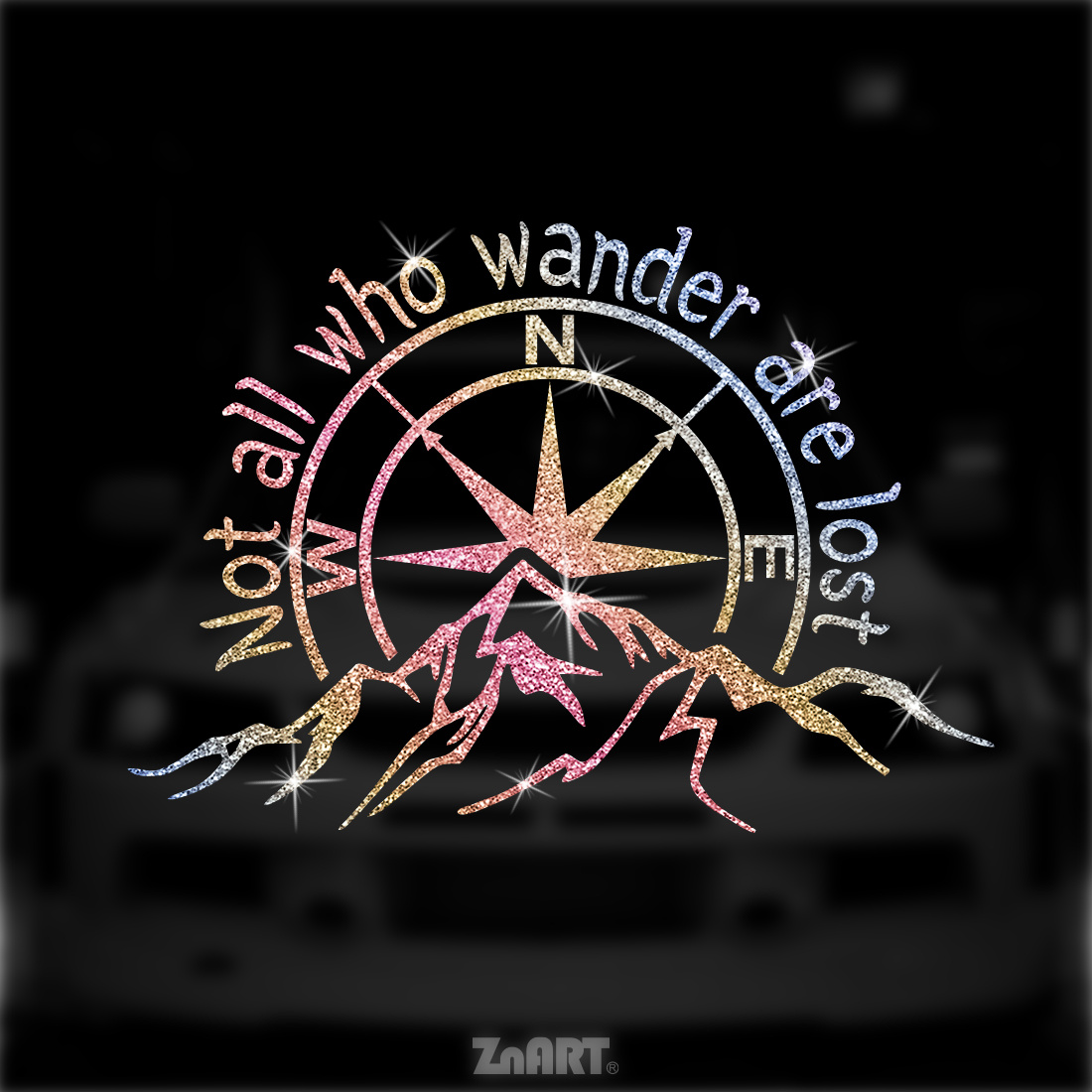 TEMU 2/ 3/ 5/ 10pcs "not Are Lost" With Compass & Mountain Shape Creative Glitter Vinyl Sticker, Car, Truck, Motorcycle, Notebook, Window Glass,