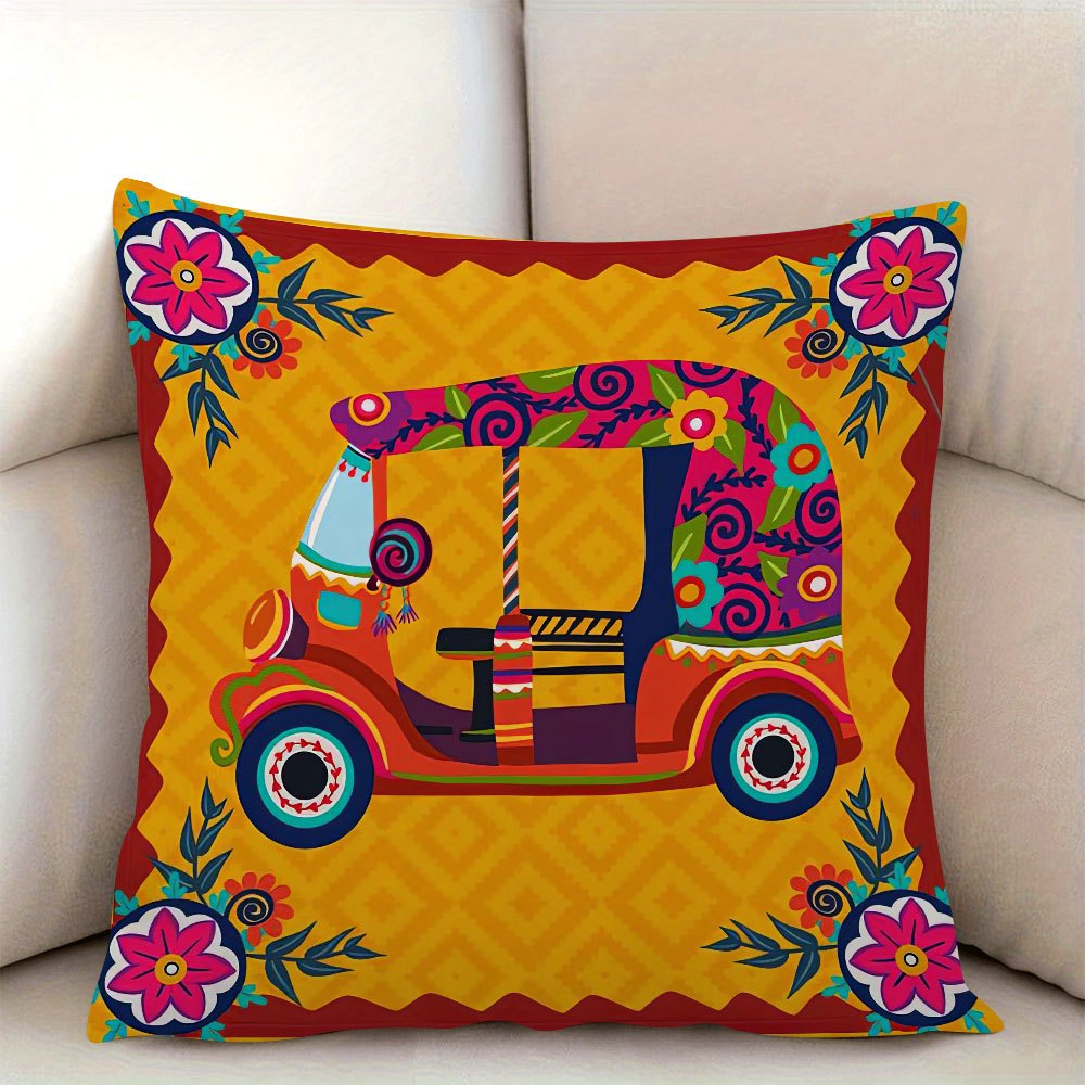 TEMU 1 Pillowcase With 2d Flat Print, Pakistan Truck-themed Decorative Pillowcase. Suitable For Holiday, Winter, And Christmas Seasons. Machine