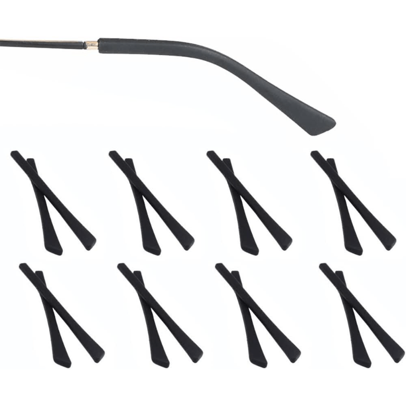 TEMU 16 piezas de puntas de silicona para patillas de repuesto para gafas negras, fundas para extremos de gafas y piezas de para orejas para patillas