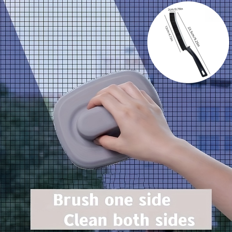 TEMU 2 Window Screen Cleaning Brushes With Handles(1 Window Screen Brush+ 1 Crevice Brush), Multi-functional Mesh Cleaner For Sofa, Walls, Carpets,