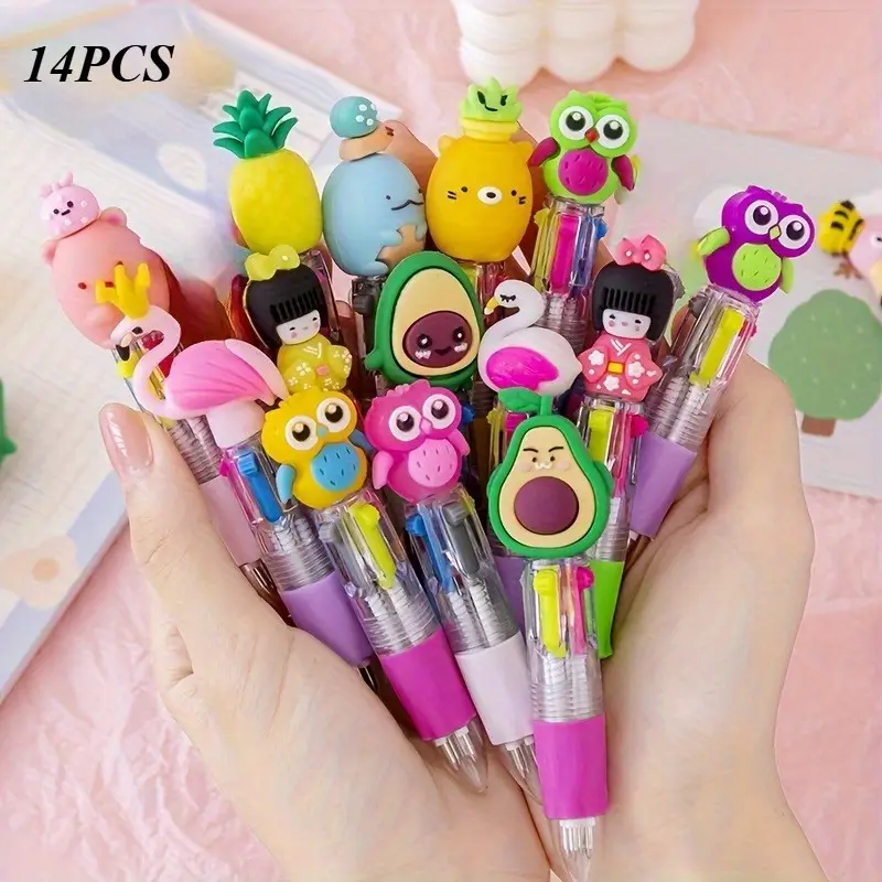 14pcs 14pcs cartoon retractable ballpoint pen set writing ideal for students and office workers for christmas creative gifts suitable for study birthday party Product details 0