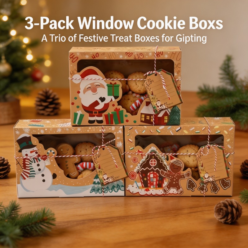 TEMU 18pcs (6 Boîtes et 6 Fils et 6 Étiquettes Cadeaux) Boîtes Cadeaux en Papier de Noël, avec un Design Père Noël Vintage, Complètes avec Cordon et