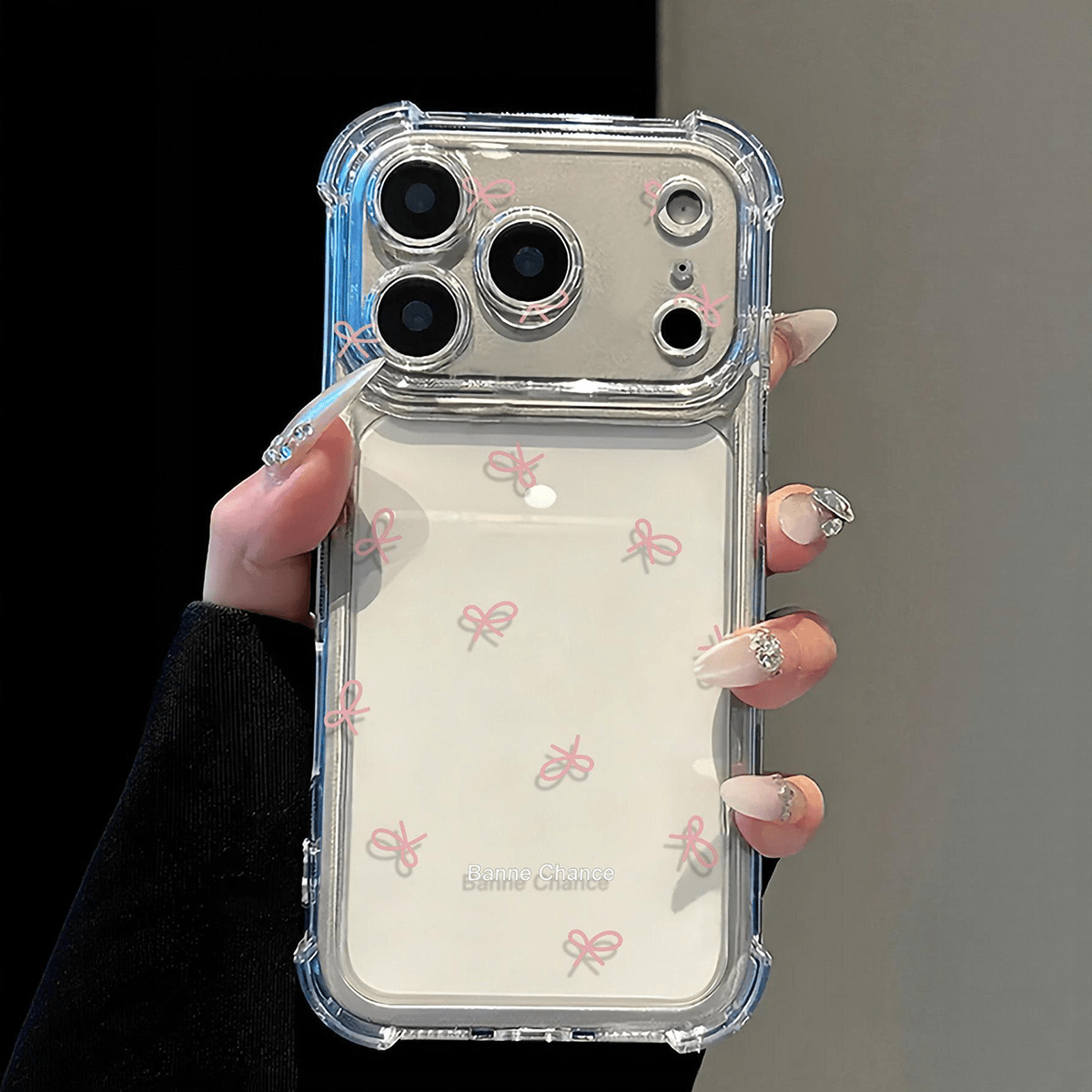 TEMU para teléfono: 1 transparente con airbag que absorbe , con lindo estampado de rosa, de TPU transparente -amarilleo, cubierta trasera estética y