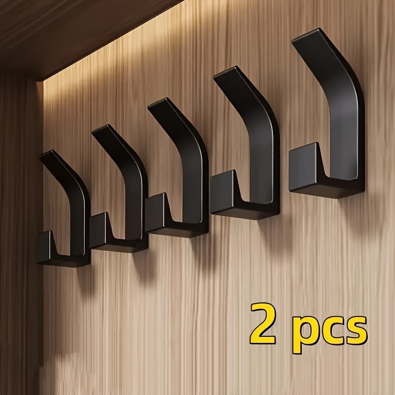 Image of 2pcs No-drill Wall-mounted Set - Without Drilling, Ideal For Bathrooms, Closets, Bedrooms, And Space- Solutions For Home Organization - , Includes Adhesive Towel Hooks, Coat Hooks, Bathrobe Hooks