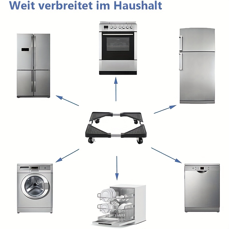TEMU Adjustable Refrigerator Washing Machine Moving Stand With Wheels - Heavy Duty Telescopic Height-, Sturdy Appliance Stand, Suitable For Home,