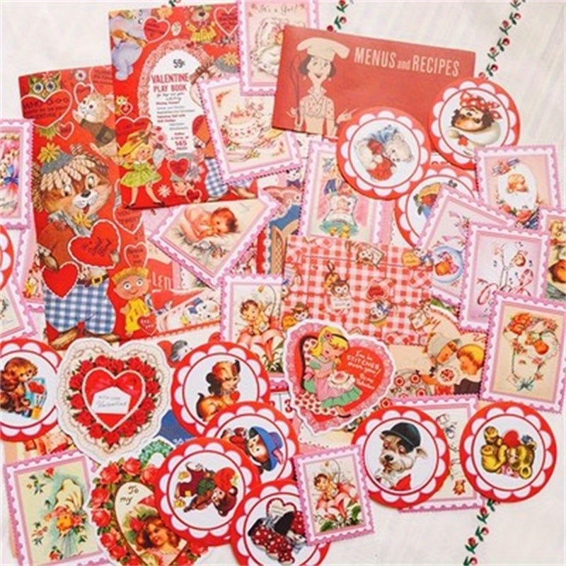 

55pcs Vintage 1950s Style Stickers, Reusable Paper Stickers, Retro Scrapbooking & Diy Arts Crafts Stationery For Teens & Adults 14+