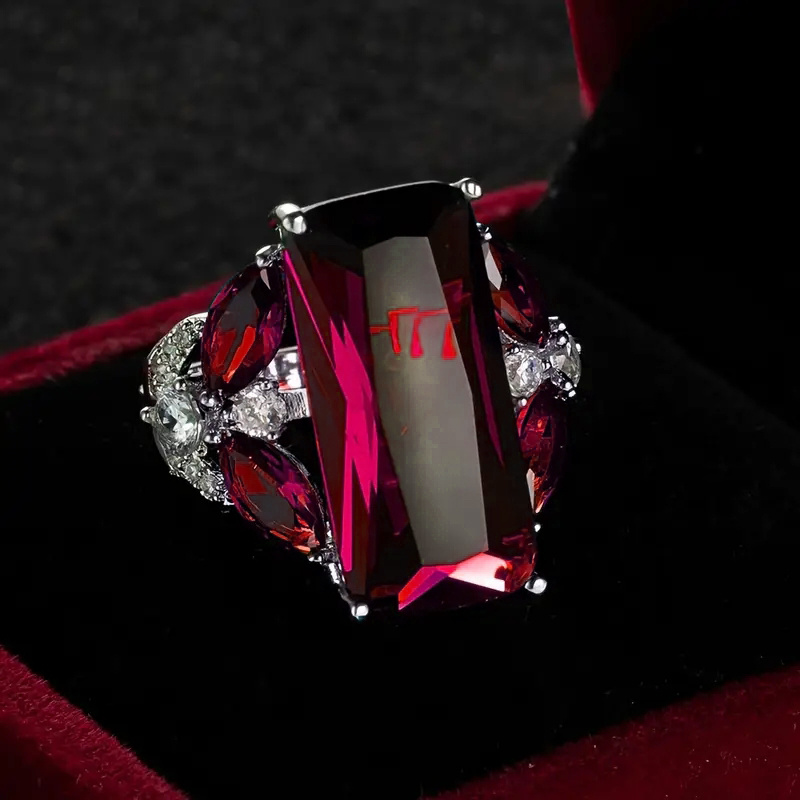 TEMU Silver Plated Engagement Ring Set Red Zirconia, Anillos De Mujer, Engagement Rings For Women, Ladies Rings, Matching Couple Rings, Rings, Rings