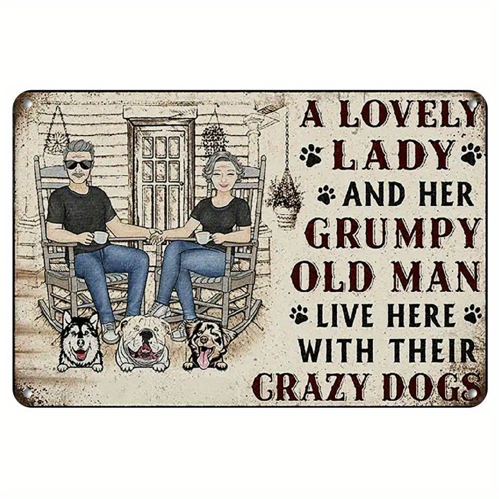 TEMU 1 Couple Couple , Family Couple And Old Man Live Here, Couple Gift, Logo, Dustproof, Waterproof Novelty Sign, Wall Decor For Home Kitchen Bathroom Farm Garden Garage Home