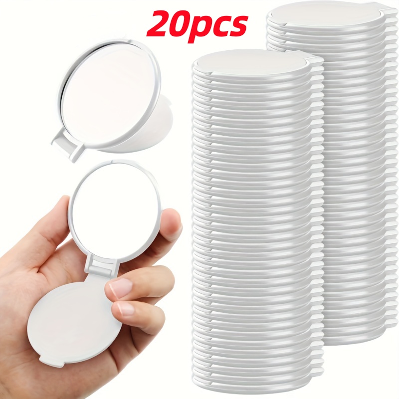 TEMU 20 Mini Faltbare Schminkspiegel, Größe 2,75 Zoll x 2,44 Zoll, Elegantes Weißes Design, für Reisen und Make-up unterwegs