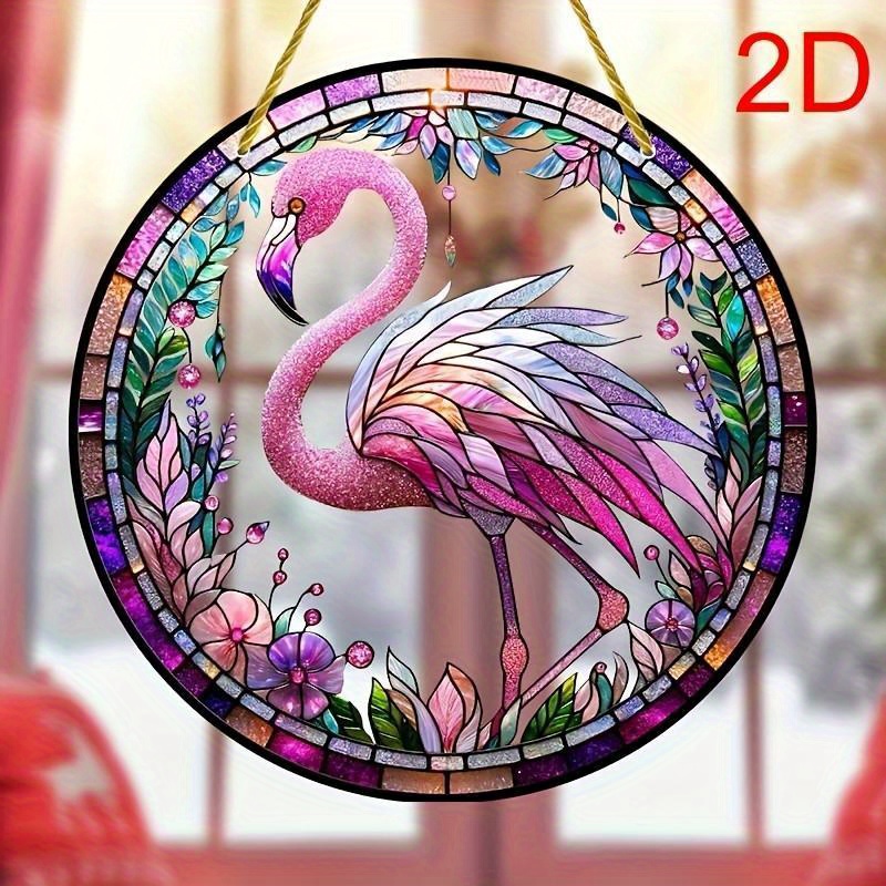 TEMU 2d Flat - [2d Flat] 8x8 Flat 2d Flamingo Decorated Hanging Ornaments For Outdoor, Garden, Porch, And Bedroom Decoration - Perfect Birthday Gift For