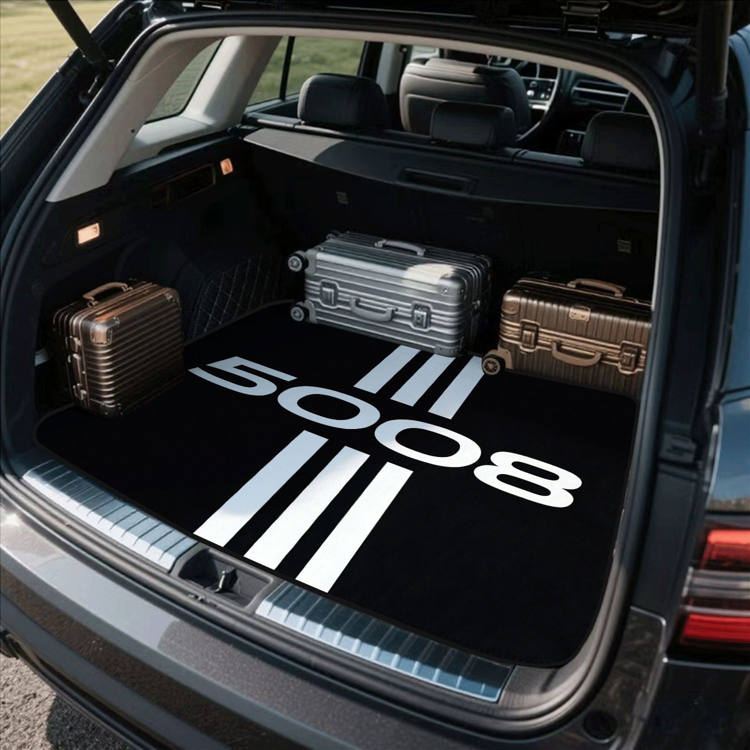 TEMU 1pc 5008-6 2d Flat Non-3d Car Trunk Mat - Fits Most Models, Protects Trunk From Wear, Fashionable Interior Accessory, Dust-proof, Durable, Easy
