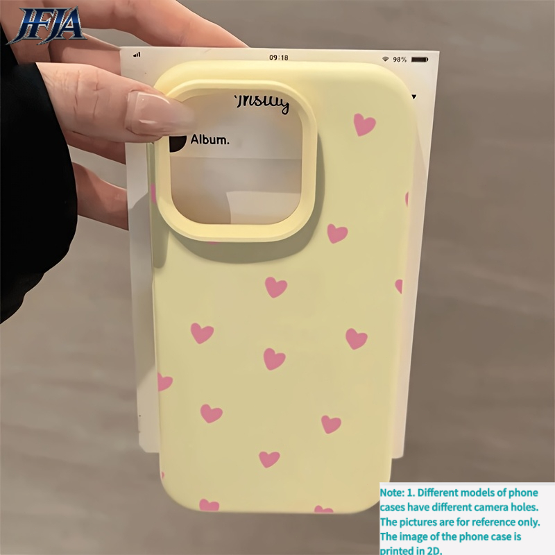 TEMU Phone Case - Xrz Directional Development 0318]full Screen Pink Heart Pattern Phone Case Suitable For Iphone