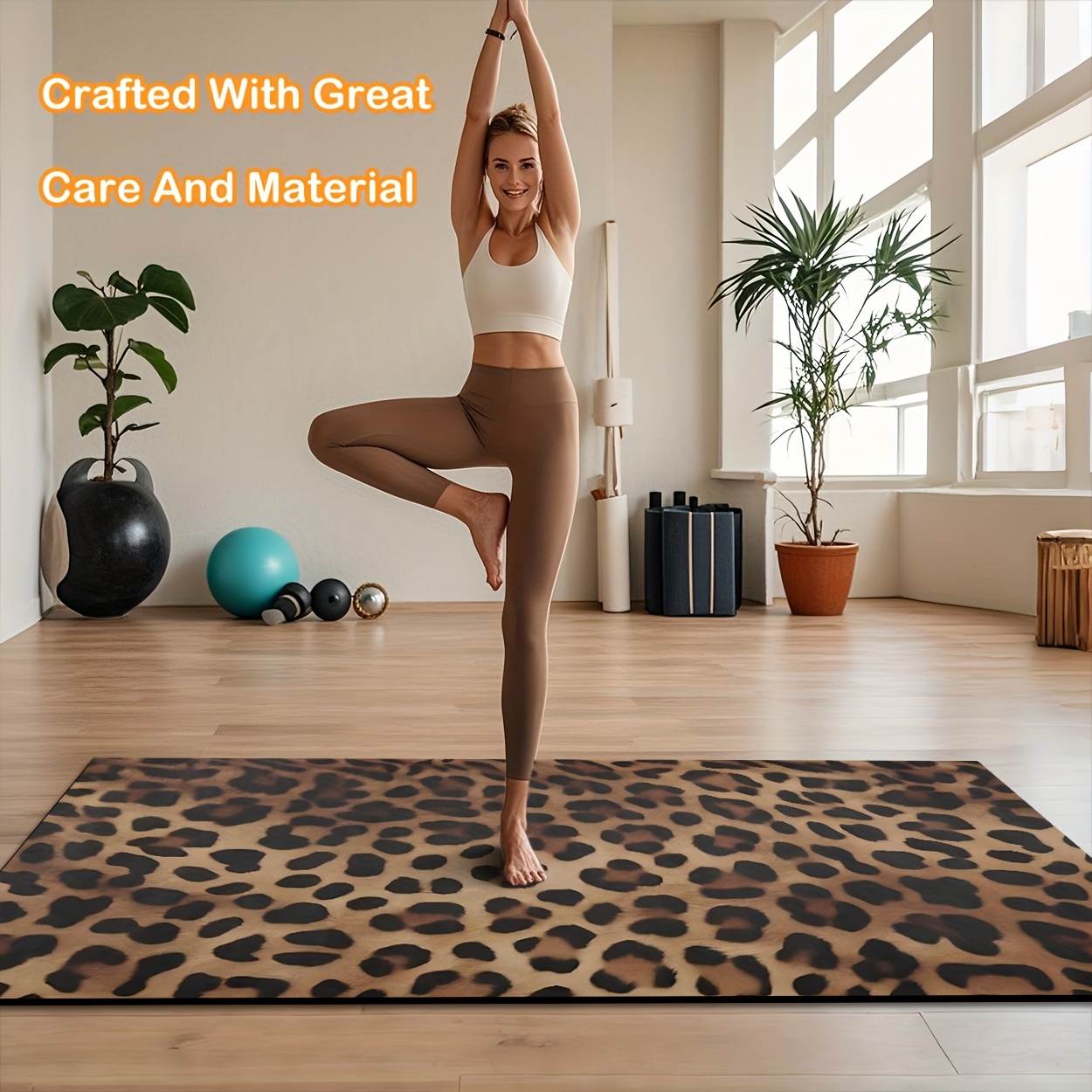 Diatomite Leopard Print Pattern Exercise Mat for Fitness