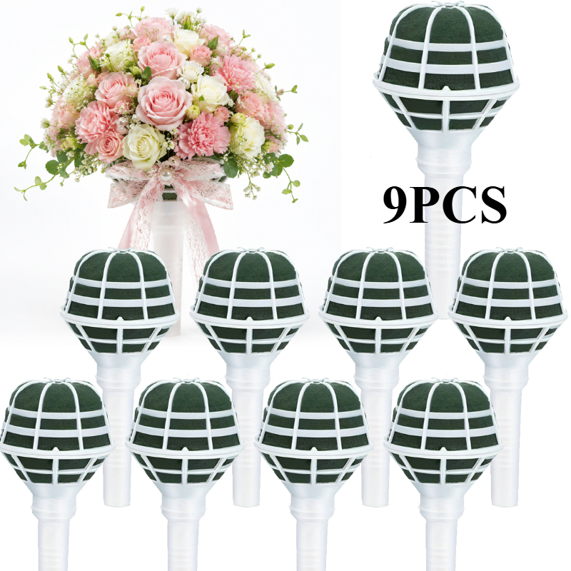 TEMU 9pcs/set 18cm/7.1in Plastic Floral Foam Holders For Bridal Bouquets, Wedding Flower Arrangements, Crafts, Birthday, Mother's Day Decorations,