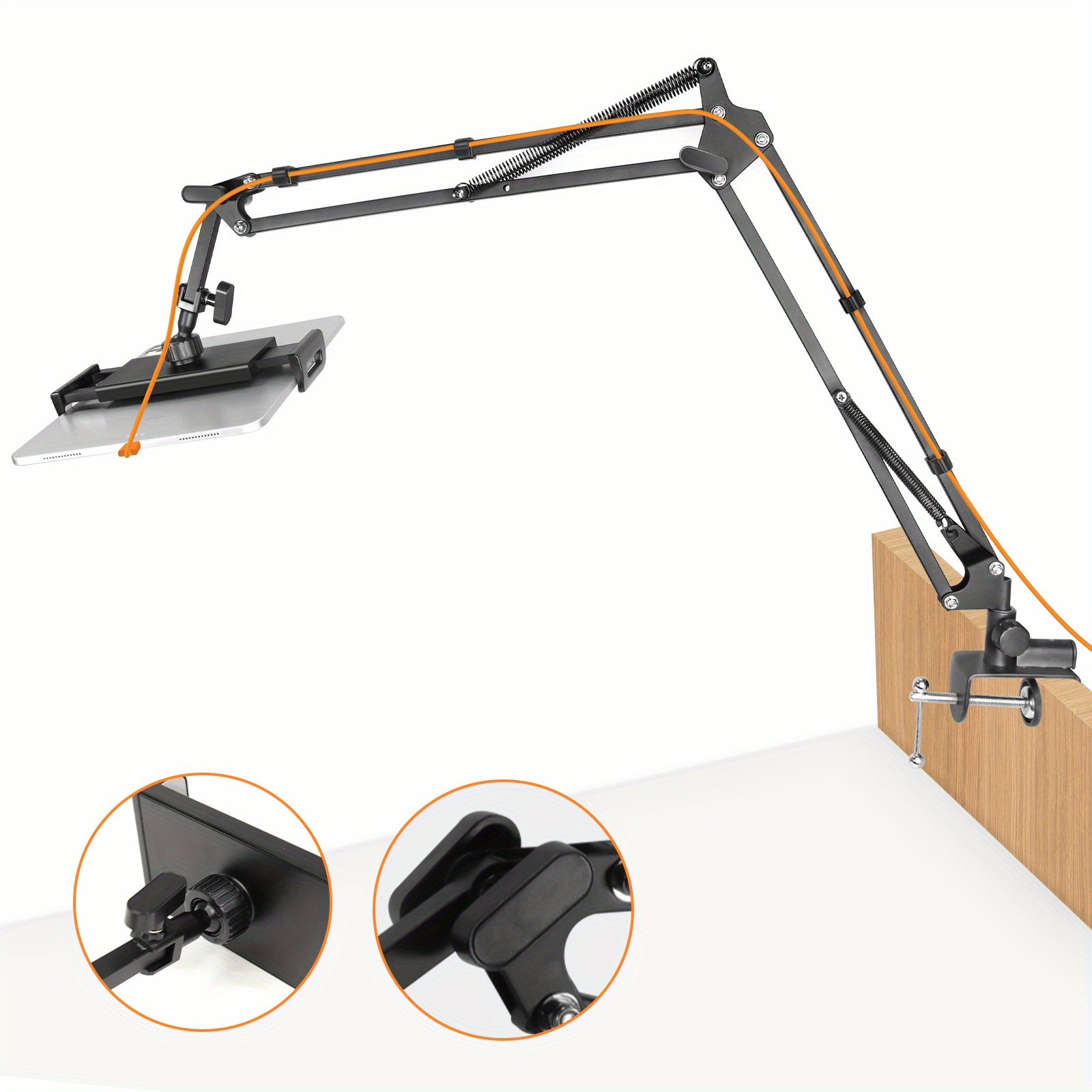 TEMU Aluminum Alloy Adjustable Arm Desktop/bedside Stand, Long Arm Mechanical Stand, Stable And Flexible Ipad And Smartphone Stand, Suitable For Home